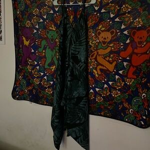 Goa Green And Black Satin Jakarta Palm Jumpsuit With Pockets